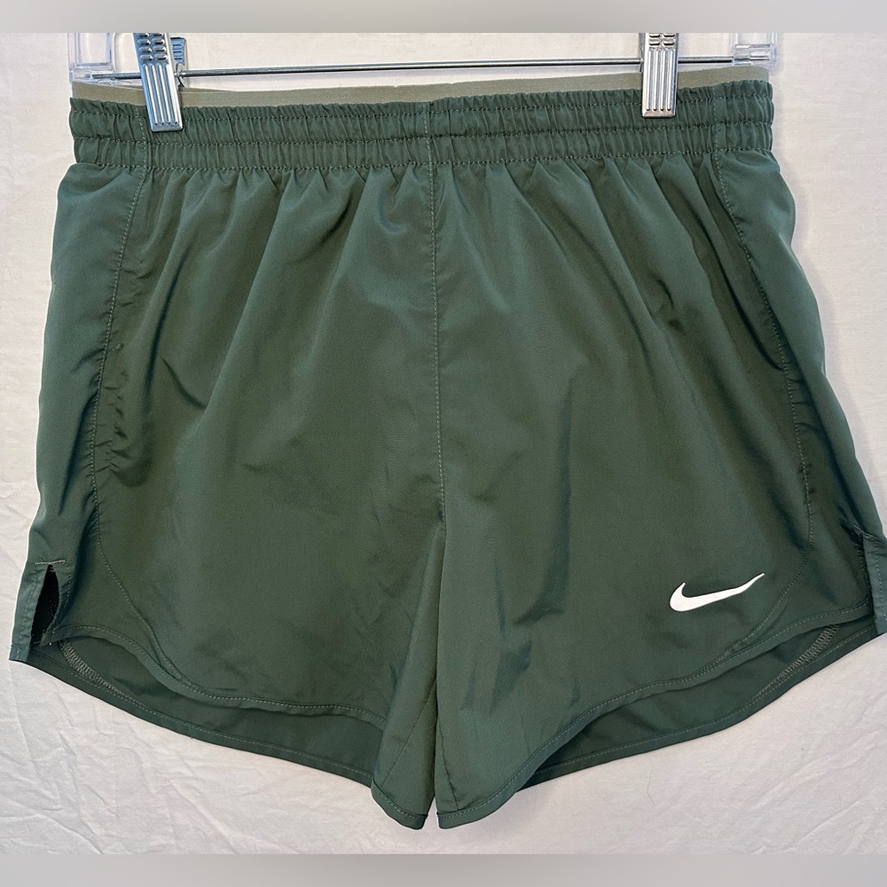 Nike Women's Athletic Shorts Forest Green with White Swoosh